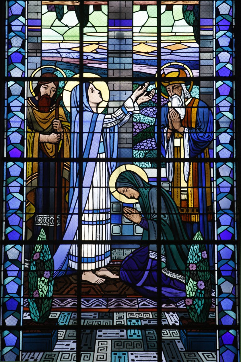 Vitráže v katolickém kostele Notre Dame du Rosaire: Navštívení, Saint-Ouen, Francie od Unbekannt