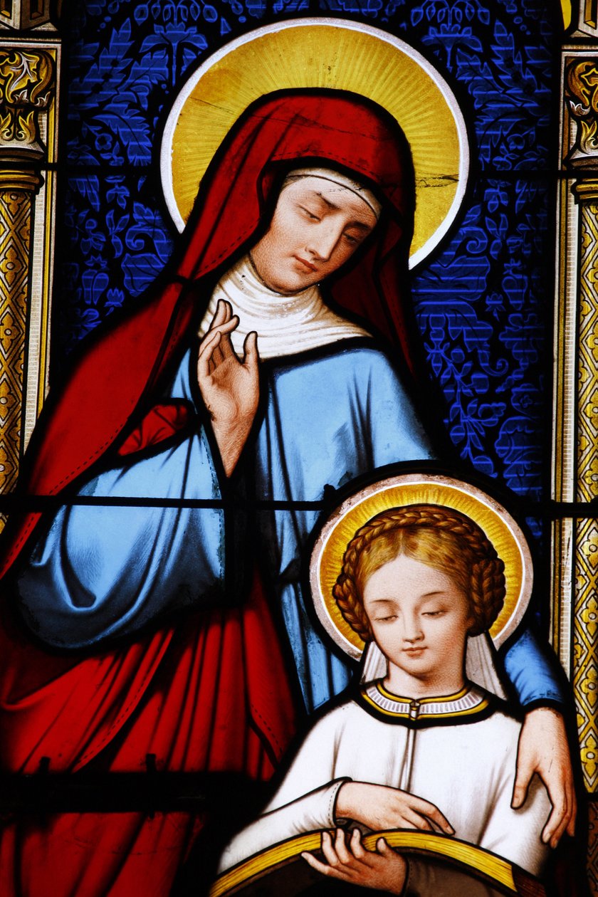 Vitráže v katedrále Saint-Louis: Mary učila její matka Ann, Blois, Francie od Unbekannt