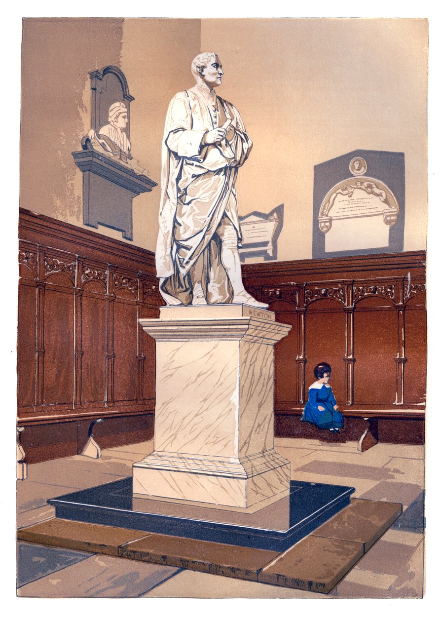 Socha sira Isaaca Newtona v kapli Trinity College, Cambridge, c1850 od Unbekannt