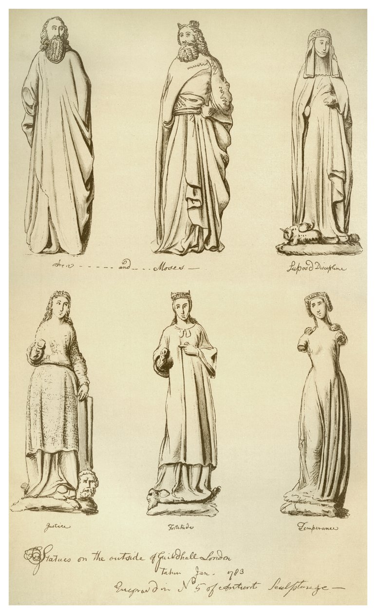 Sochy dříve na vnější straně Guildhall, City of London, 1783 1886 od Unbekannt
