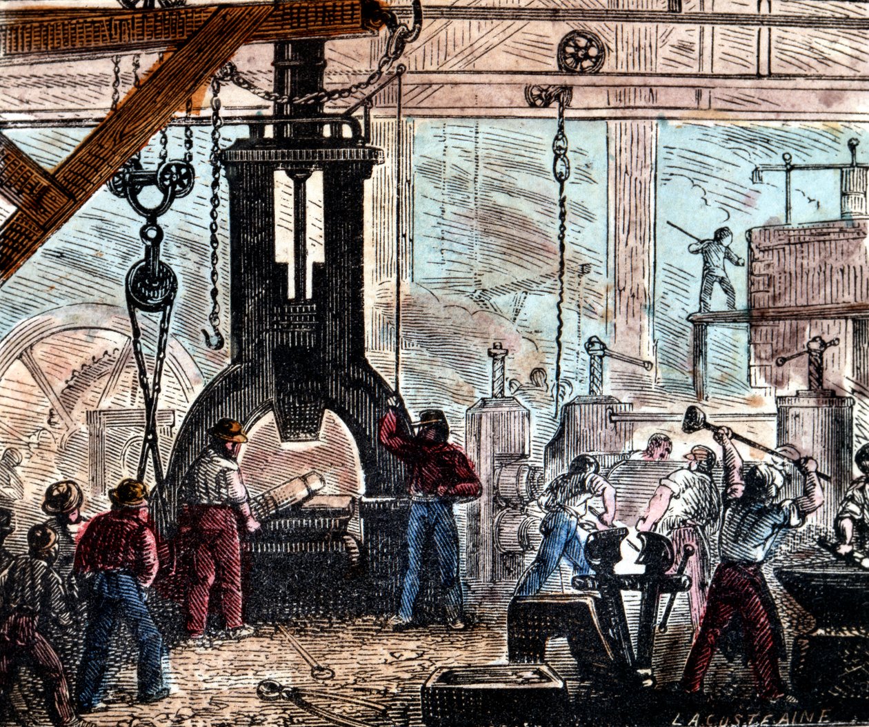 Parní kladivo používané v železárnách, Francie, 1867 od Unbekannt