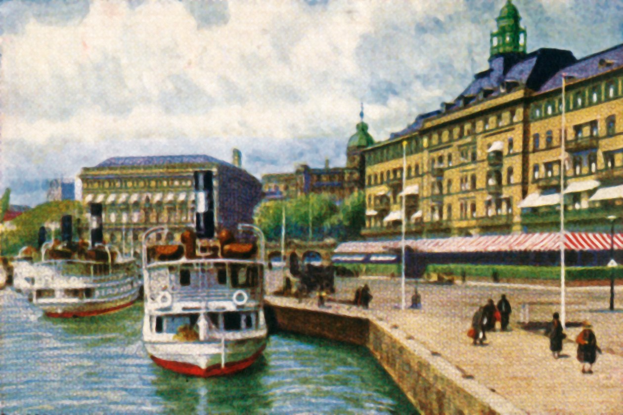Parník na nábřeží u Grand Hotel, Stockholm, c1928. od Unbekannt