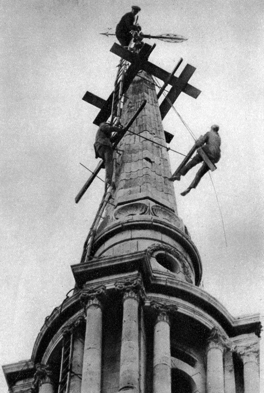 Steeplejacks na věži kostela Všech svatých, Poplar, Londýn, 1926-1927 od Unbekannt