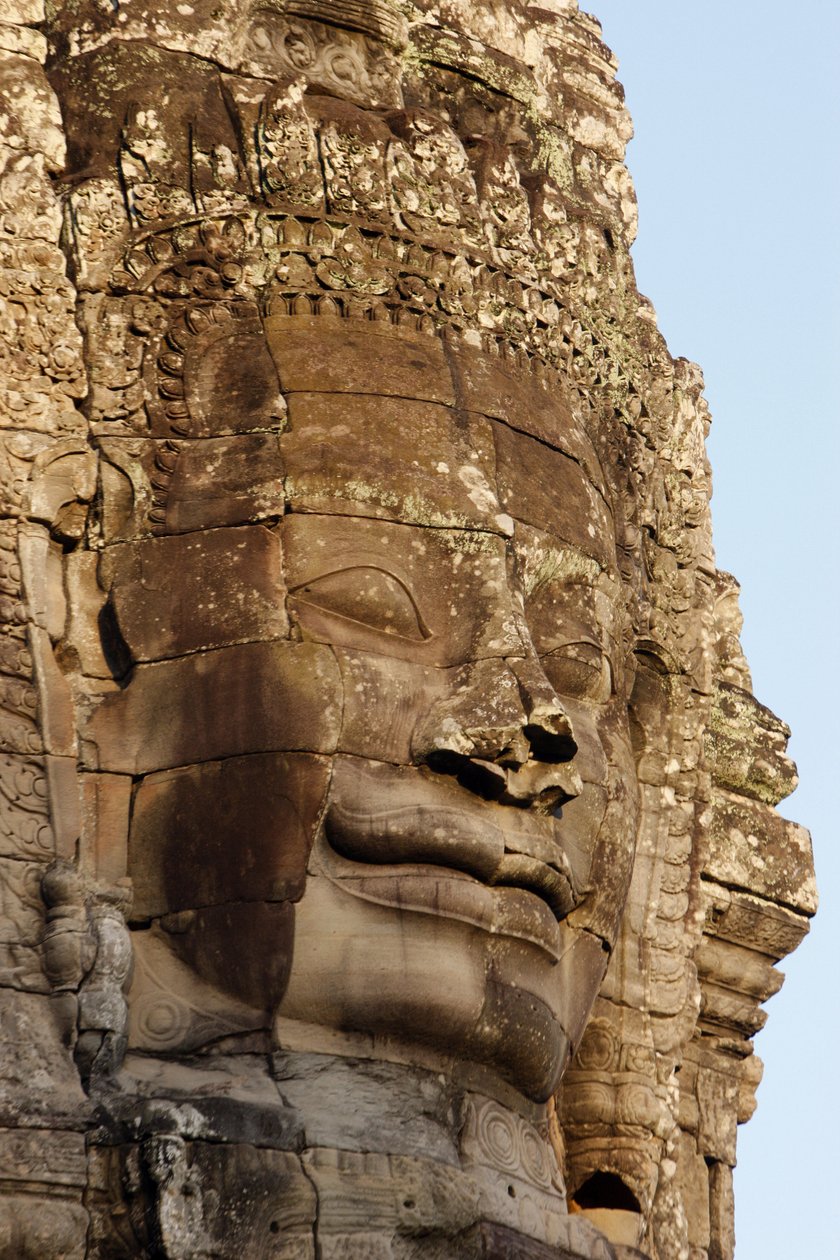 Kamenné tváře na věžích v chrámu Bayon v Angkor Thom, které mohou zobrazovat Jayavarmana VII jako bódhisattvu., Siem Reap, Kambodža od Unbekannt