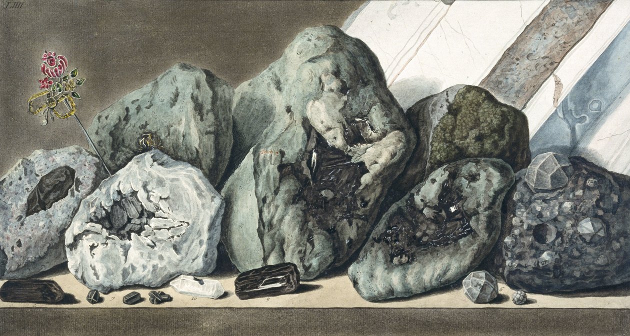 Kameny a krystaly z Vesuvu, c 1770 od Unbekannt