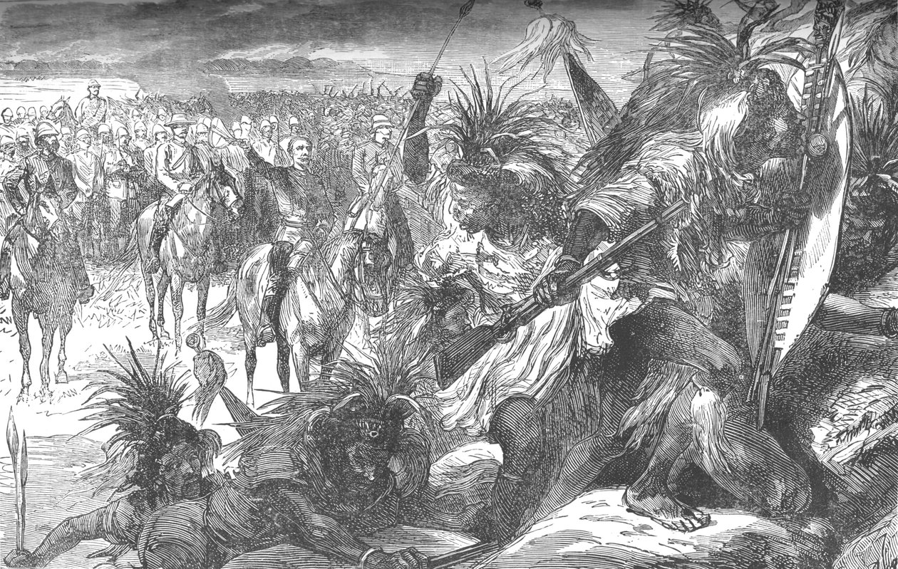 Storming of Sekukunis Stronghold: Sir Garnet Wolseley povzbuzující Swazies, c1880 od Unbekannt