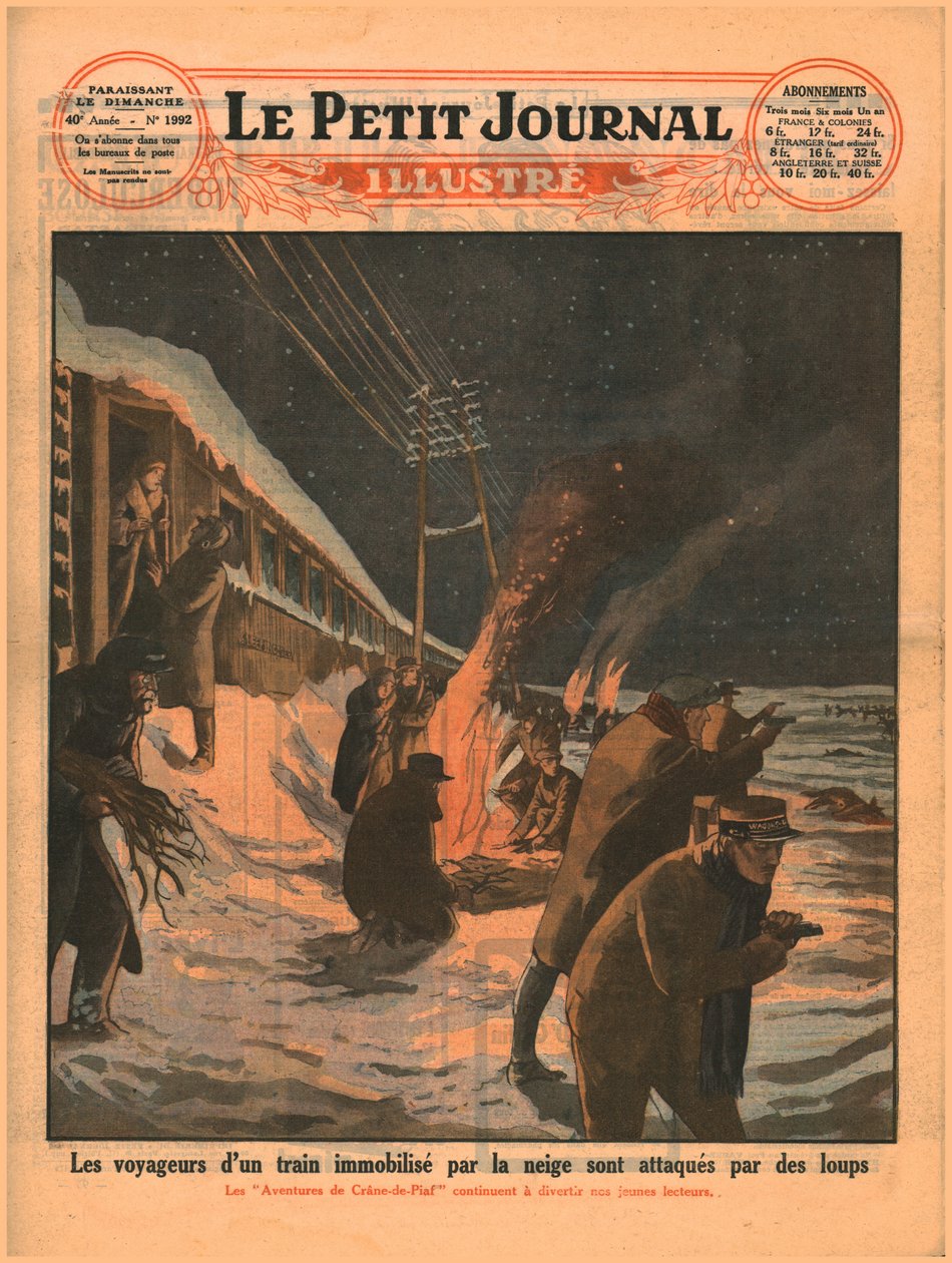 Uvízlí cestující ve vlaku jsou napadeni vlky, 1929. od Unbekannt
