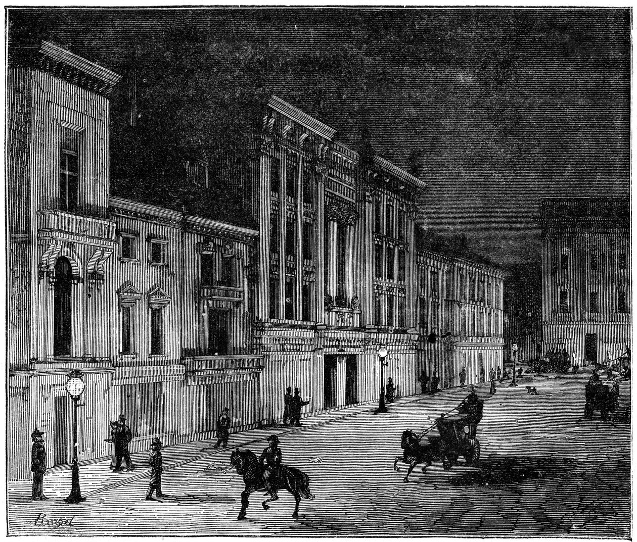 Ulice v Newcastle Upon Tyne osvětlená elektrickými žárovkami Swan, 1883 od Unbekannt