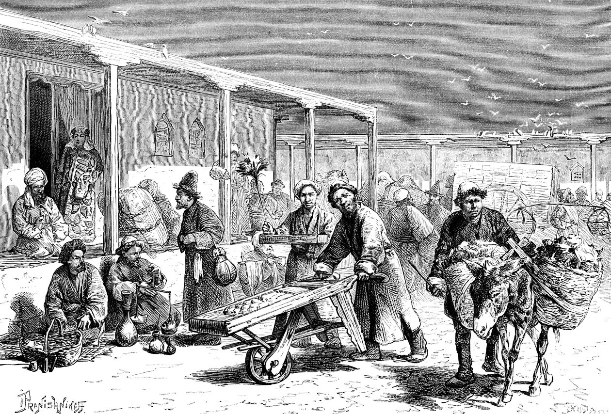 Pouliční scéna, Yarkand, c1890 od Unbekannt