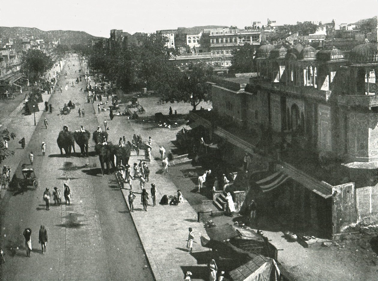 Pouliční scéna ve městě Jaipur, Indie, 1895. od Unbekannt