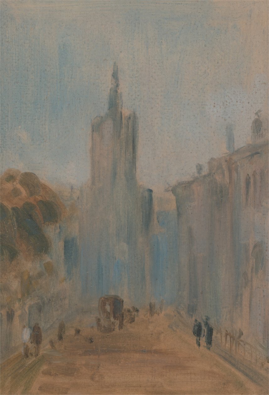 Ulice s kostelem a postavami, 1822 až 1825. od Unbekannt