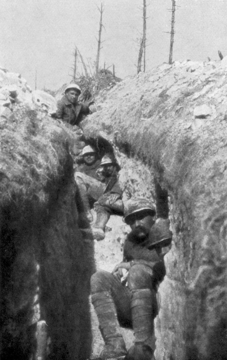 Nosítka v zákopu, jižně od Cornillet, první světová válka, 20. května 1917 od Unbekannt