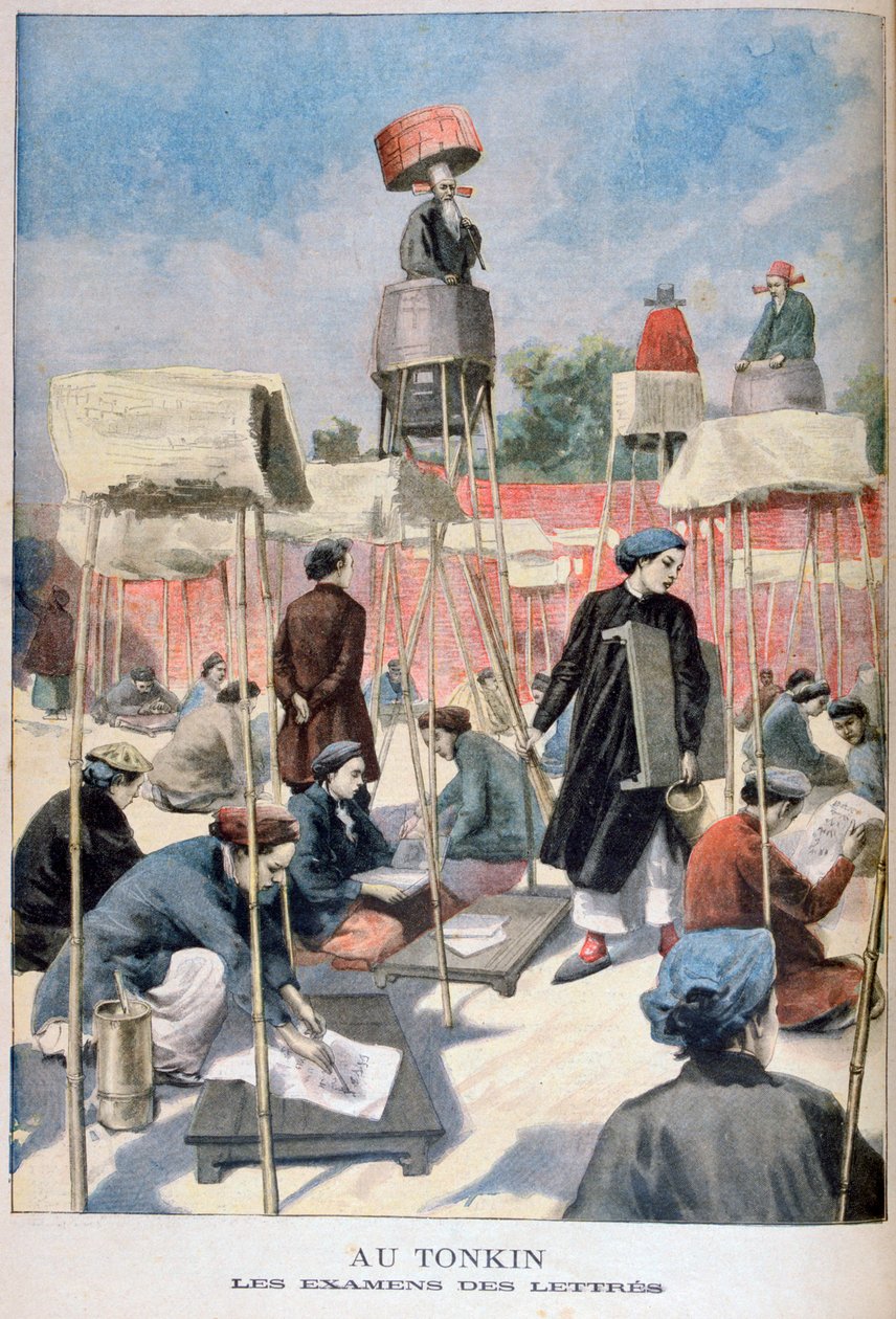 Studenti skládající písemnou zkoušku, Tonkin, Vietnam, 1895 od Unbekannt