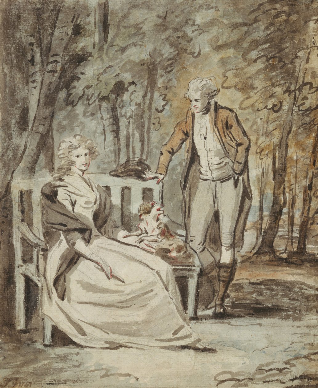 Studie pro portrét: Dáma a gentleman v parku, ca. 1780. od Unbekannt