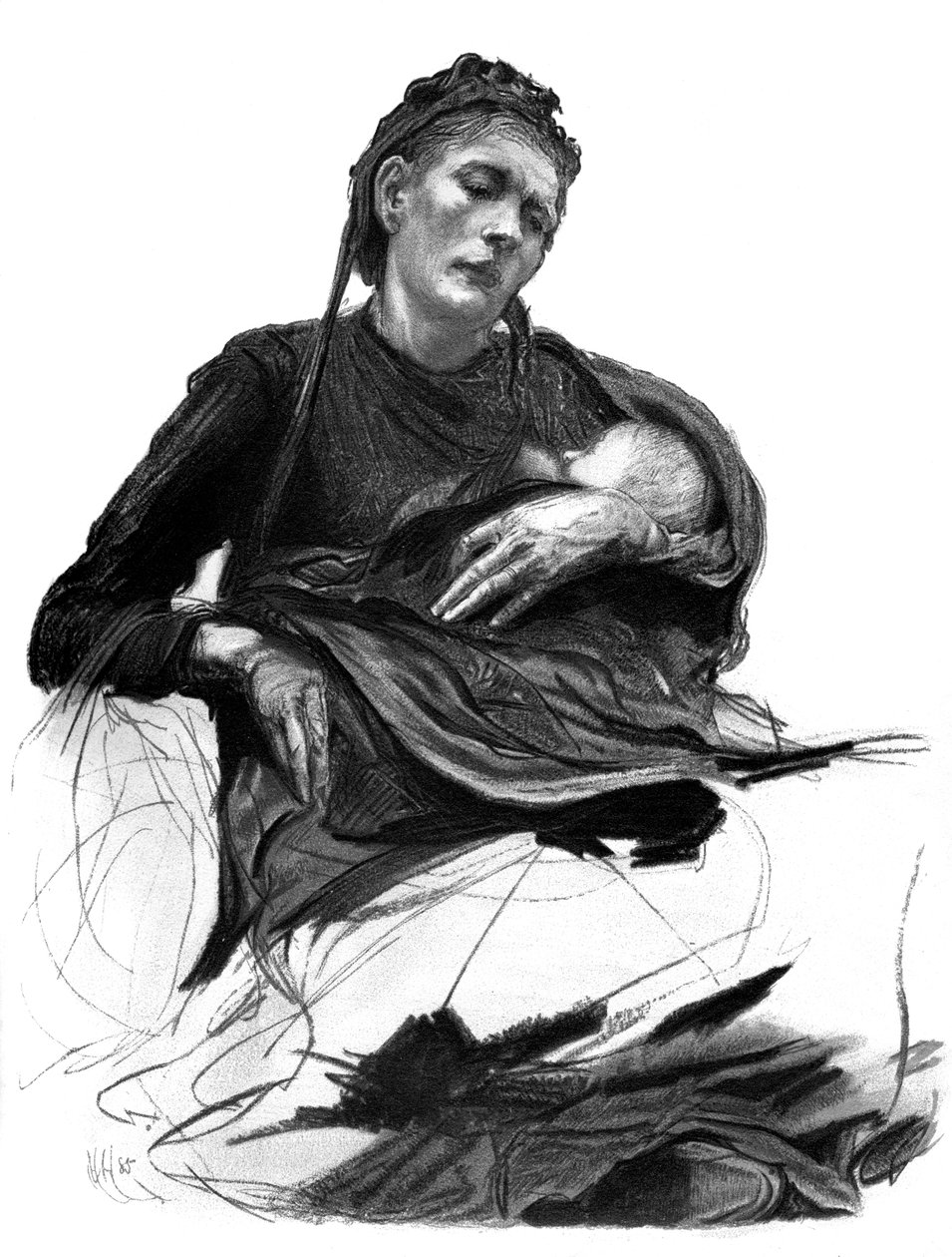 Studie o ženě držící dítě, 1895 od Unbekannt