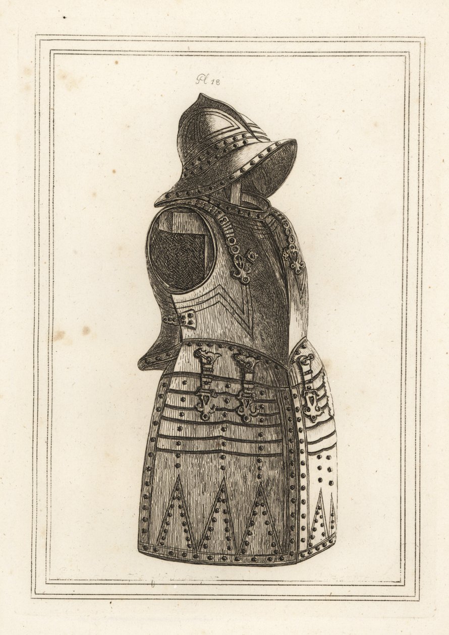Oblek z černého brnění morion nebo arkebus od Unbekannt