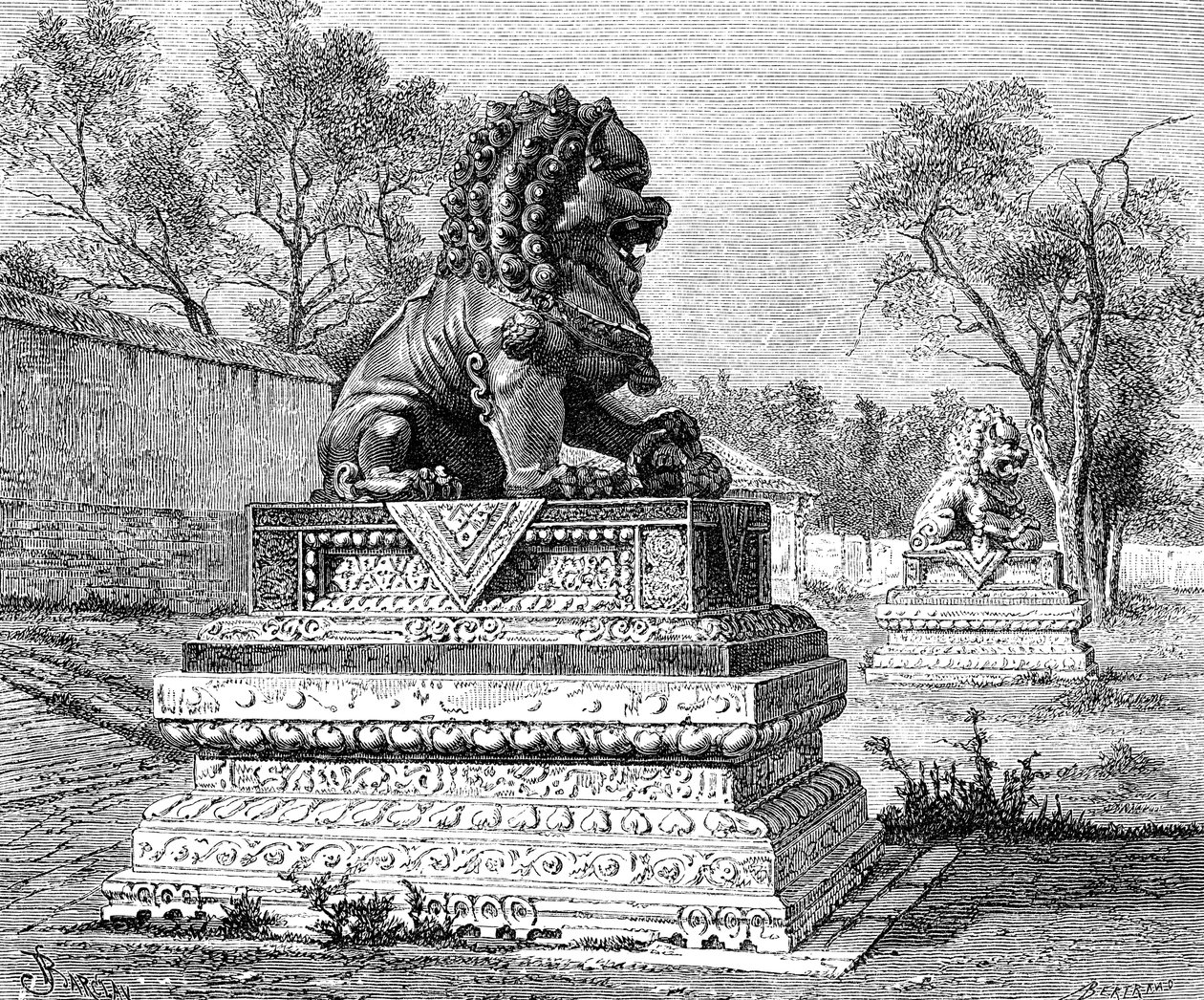 Letní palác, bronzový lev, znak imperiální moci, c1890 od Unbekannt