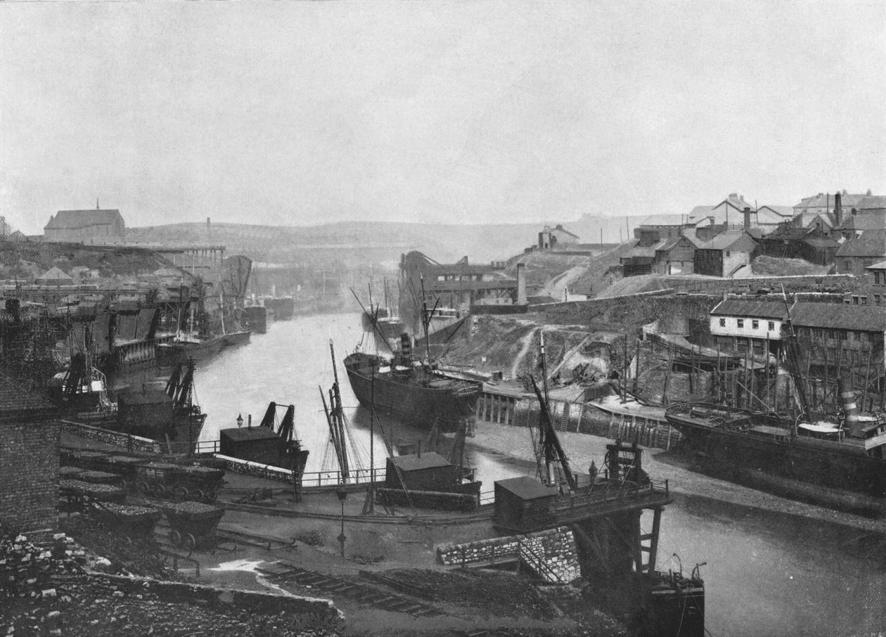 Sunderland - Pohled nahoru na řeku z mostu, 1895 od Unbekannt