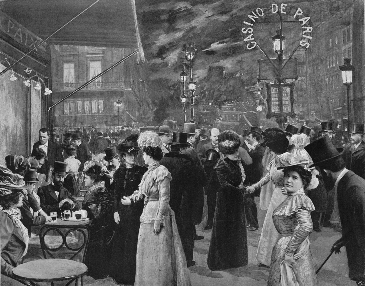 Na Boulevardu - Před kavárnou De La Paix, 1900 od Unbekannt