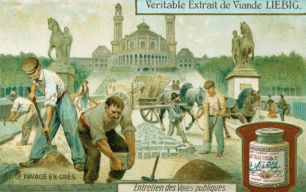 Povrch silnice s žulovými kameny, Paříž, c1900 od Unbekannt