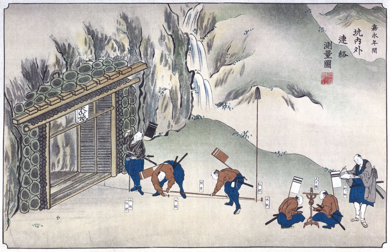 Průzkum vchodu do dolu, Japonsko, c 1850 od Unbekannt