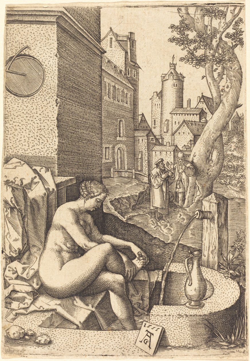 Susanna překvapená dvěma staršími, 1555. od Unbekannt