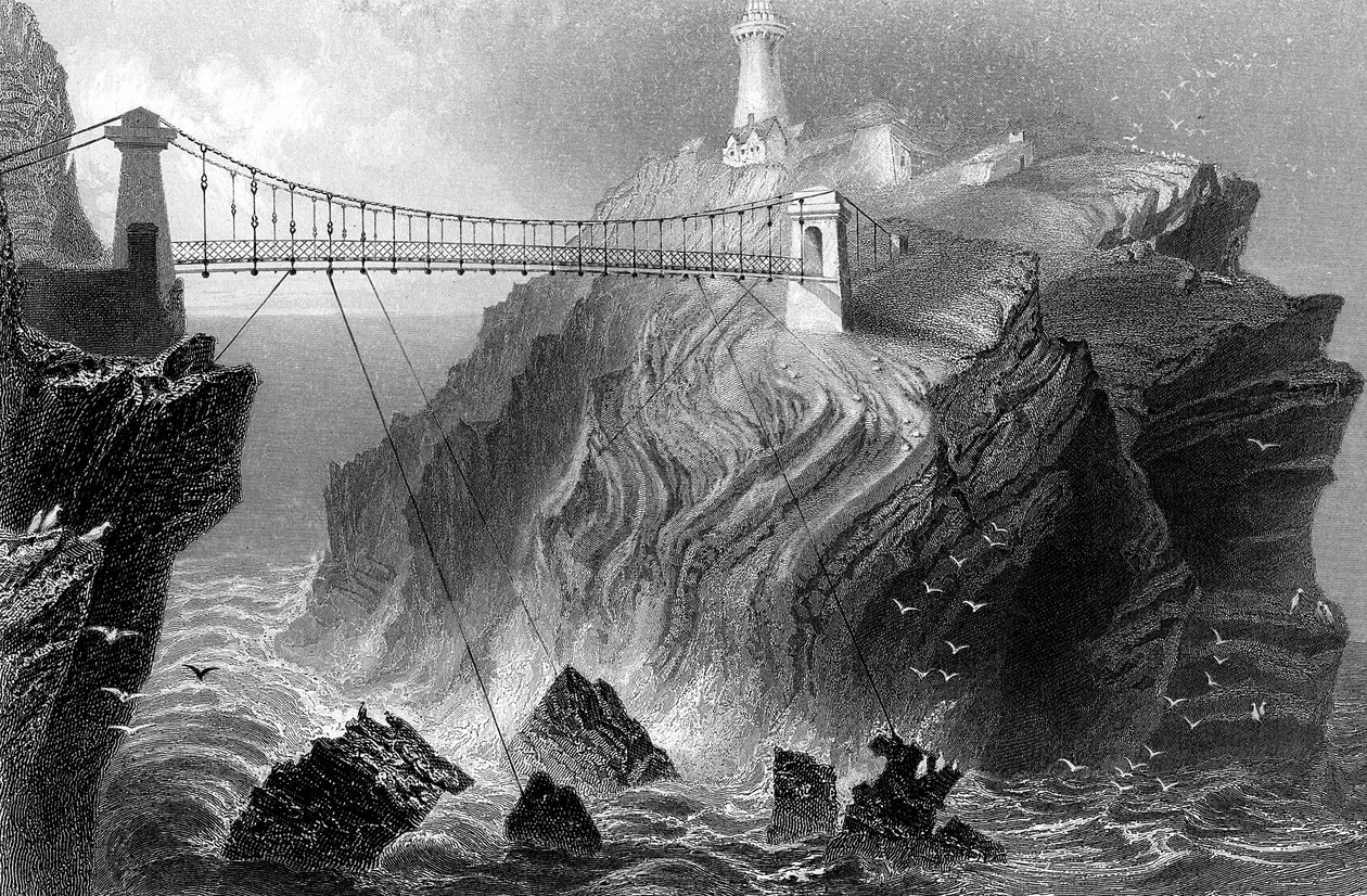 Visutý most k majáku South Stack poblíž Holyhead, Wales, c1860 od Unbekannt