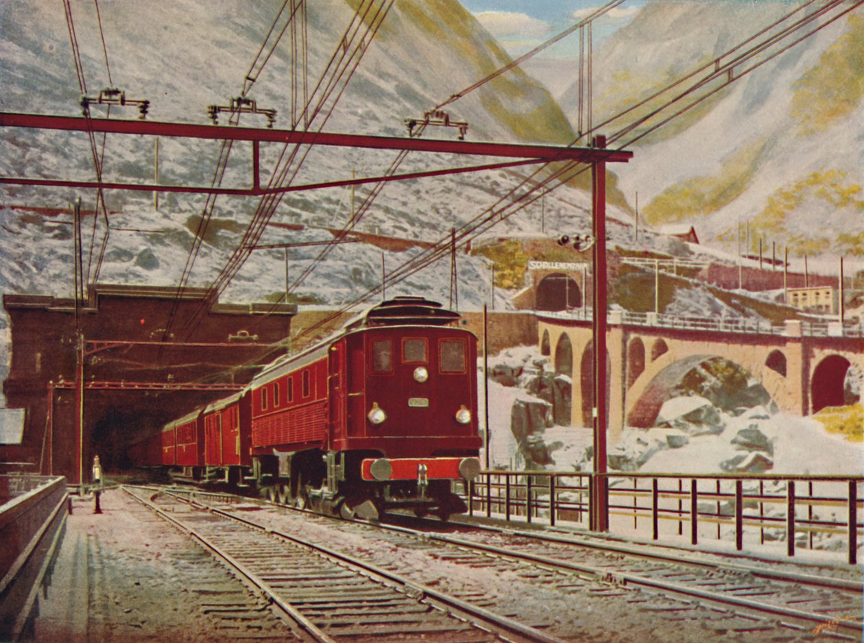 Švýcarský expres opouštějící Velký St. Gotthardský tunel, 1926 od Unbekannt