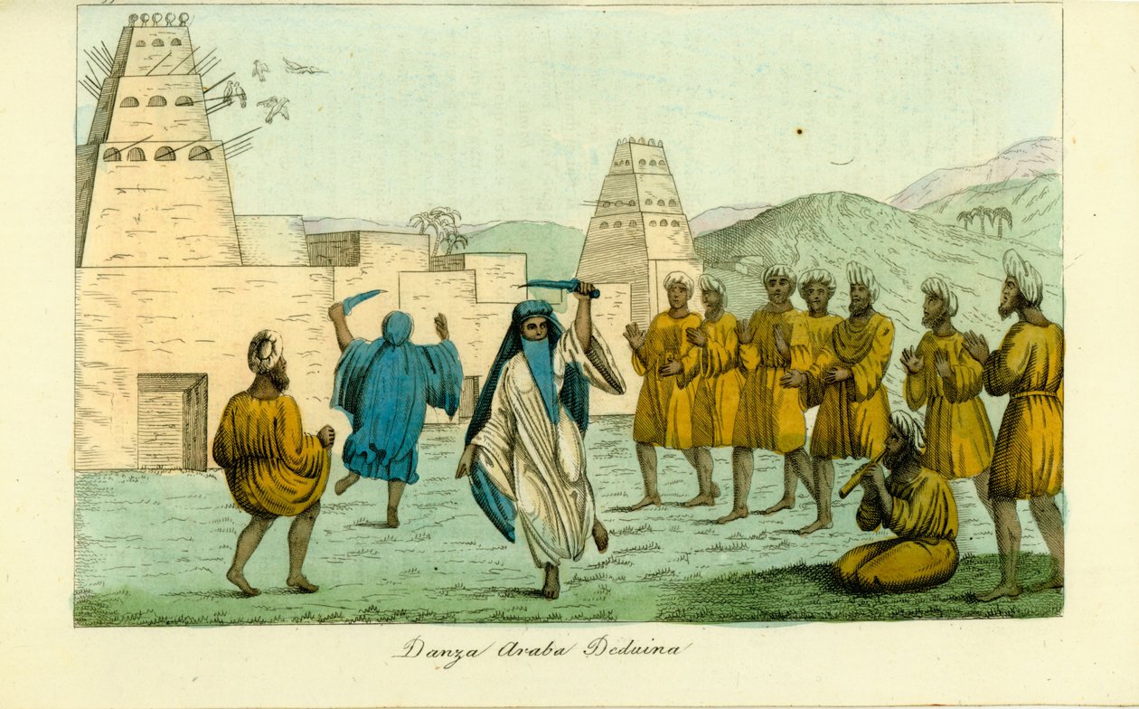 Tanec s mečem kočovných beduínských Arabů poblíž údolí králů v Thébách Giovanni Battista Belzoni od Unbekannt