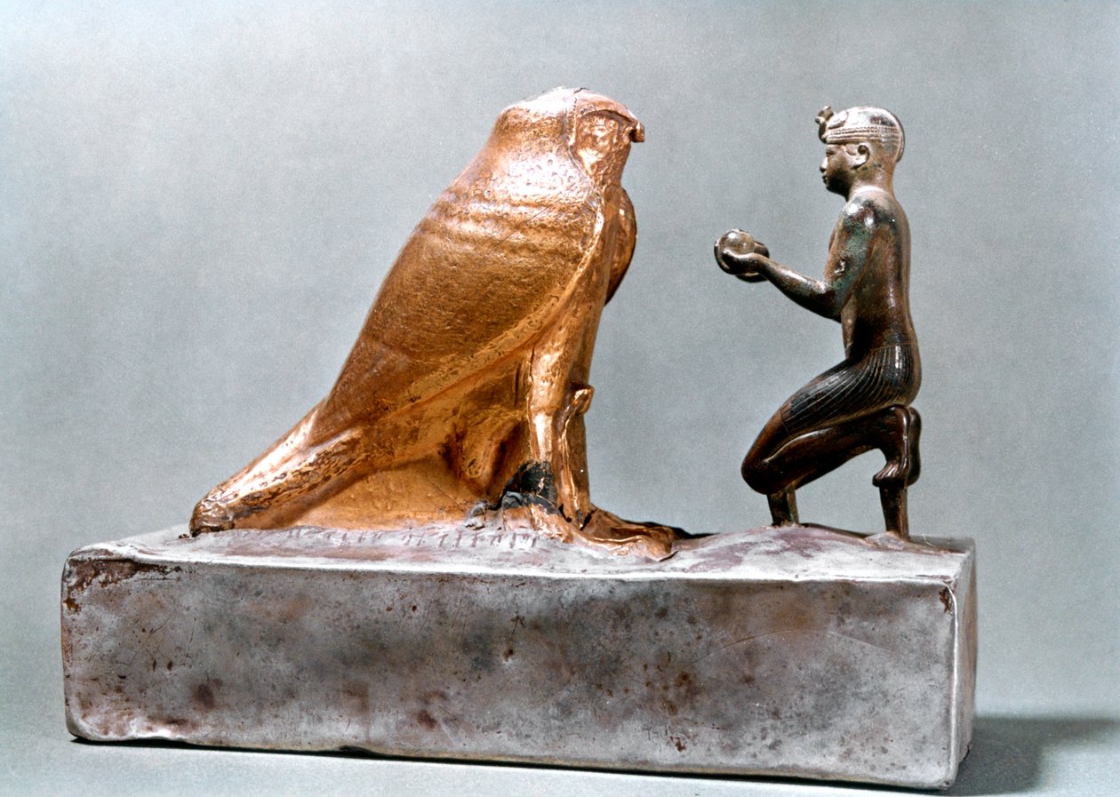 Taharqa před sokolem Hemenem, starověký Egypťan, 7. století před naším letopočtem od Unbekannt