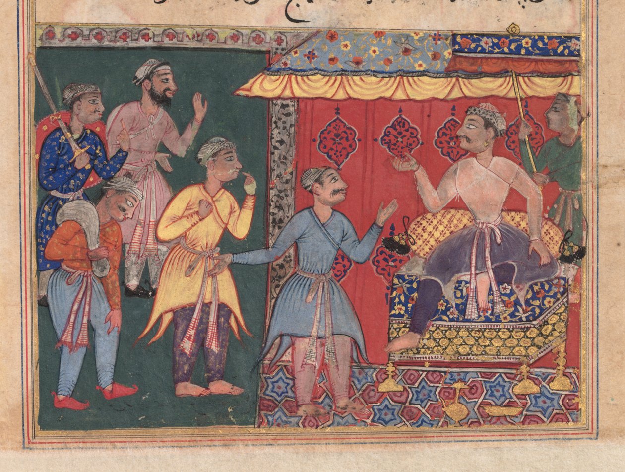 Příběhy papouška Tuti-nama: The Twelfth Night: King Bhojaraja se marně snaží zjistit..., c. 1 od Unbekannt