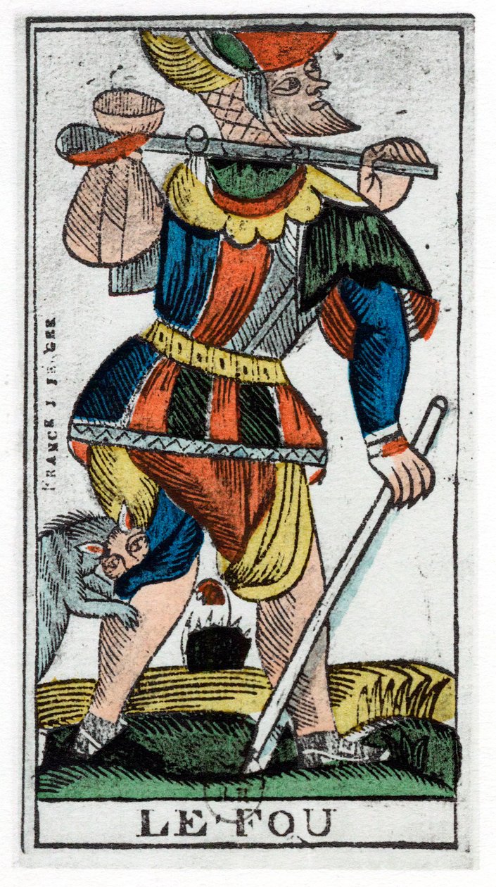 Tarotová karta blázna, Jergot Tarot, 17. století. od Unbekannt