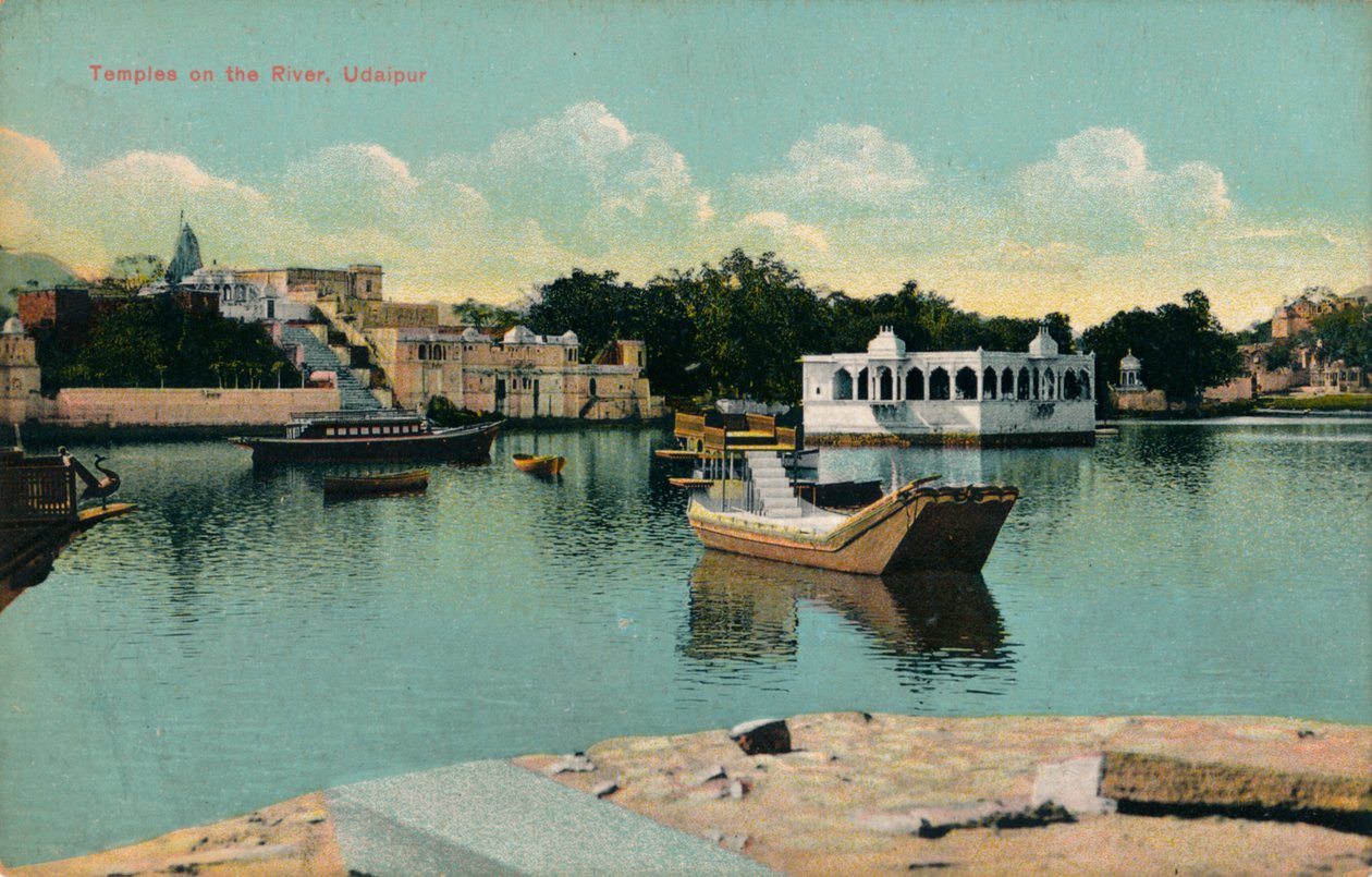 Chrámy na řece, Udaipur, c1900 od Unbekannt