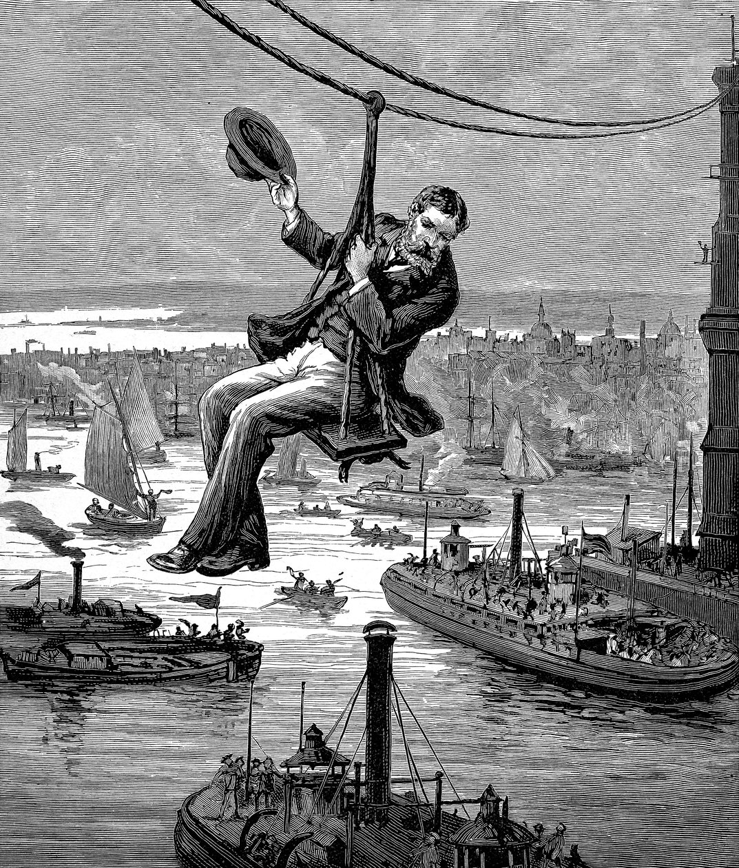 Testování kabelů na Brooklyn Bridge, c1900 od Unbekannt