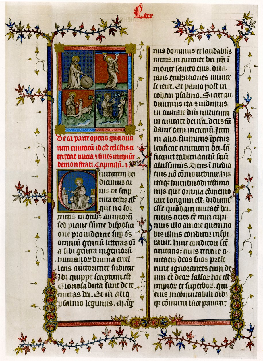 Textová stránka s biblickými výjevy, konec 14. století od Unbekannt