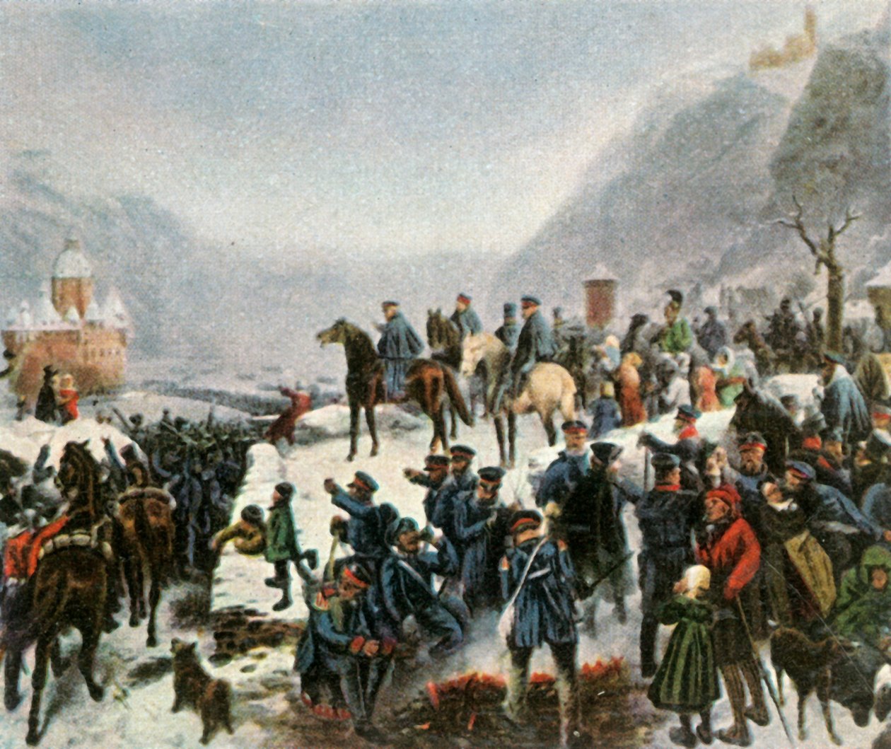 1. slezská armáda překračující řeku Rýn u Kaubu, 1. ledna 1814, 1936. od Unbekannt