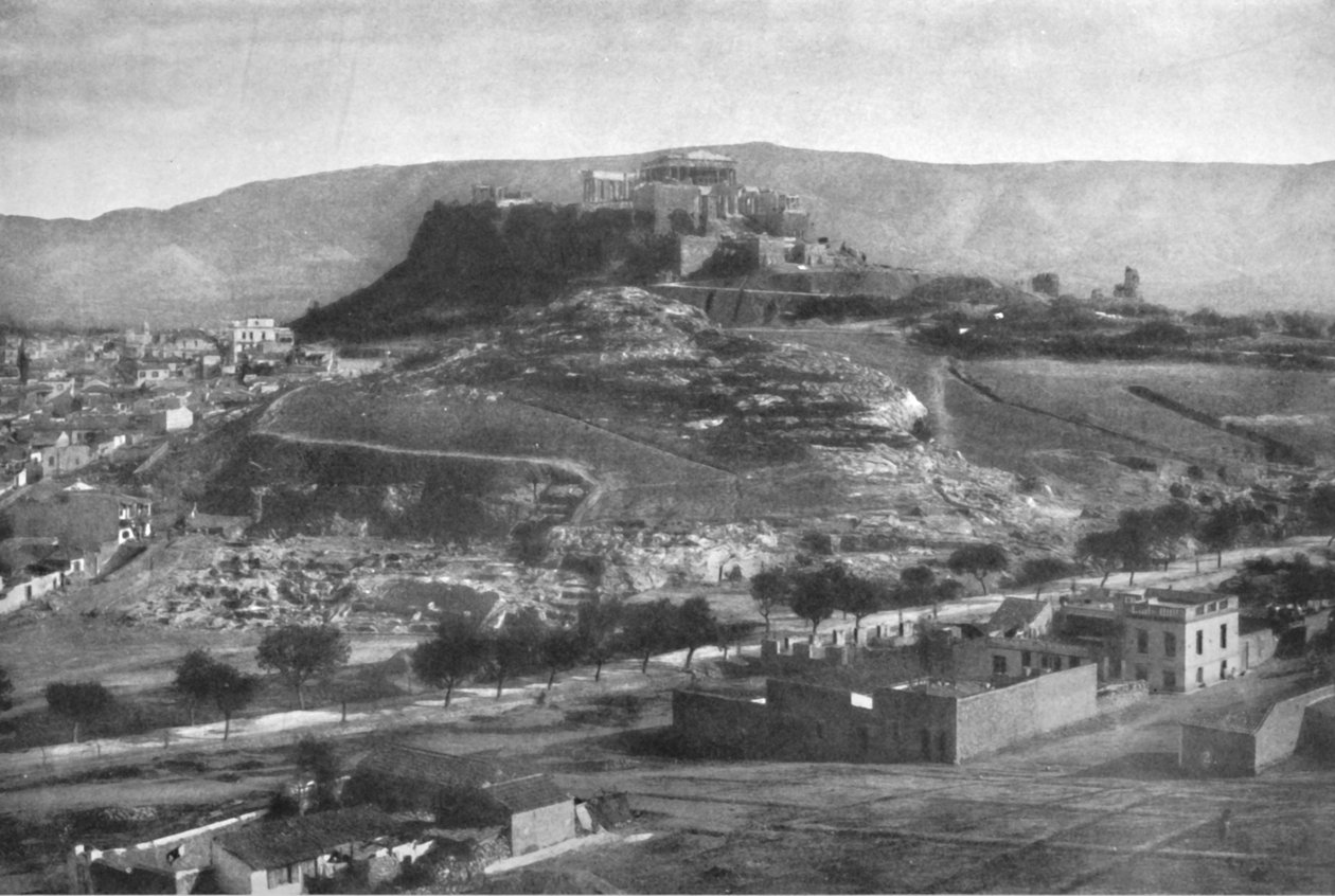 Akropole, s výhledem na Aeropag a Mount Hymettus, od západu, 1913 od Unbekannt