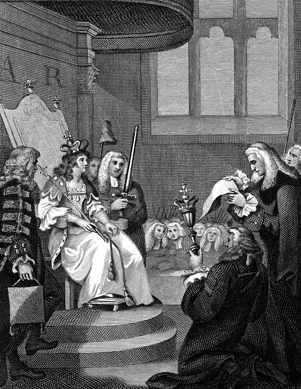 Akt o unii mezi Anglií a Skotskem byl čten před královnou Annou, 1826 od Unbekannt