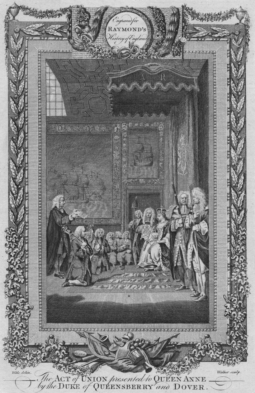 Zákon o sjednocení předložený královně Anně vévodou z Queensberry a Doveru, c1787 od Unbekannt