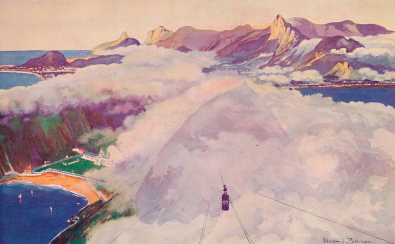 Aerial Ropeway Car sestupující z hory Sugar Loaf, 1914. od Unbekannt