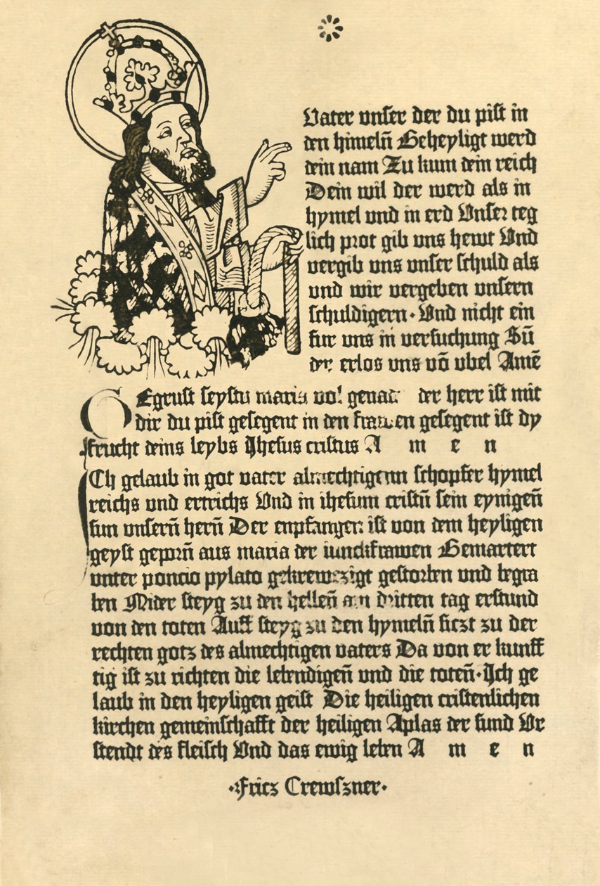 Všemohoucí, s Paternoster, Ave Maria a Credo v němčině, 1915. od Unbekannt