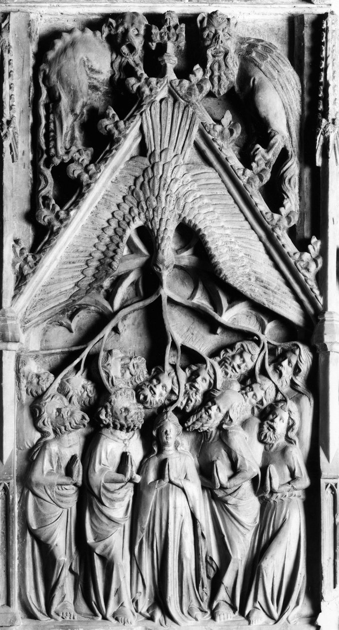 Detail oltářního obrazu života Panny Marie. Nízký reliéf od Jaume Cascallse (? -1378) Kostel Panny Marie Corneilla de Conflent ze 14. století (východní Pyreneje) od Unbekannt
