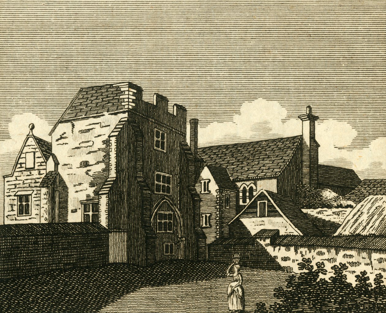 Velký sál arcibiskupského paláce v Canterbury, c1786. od Unbekannt