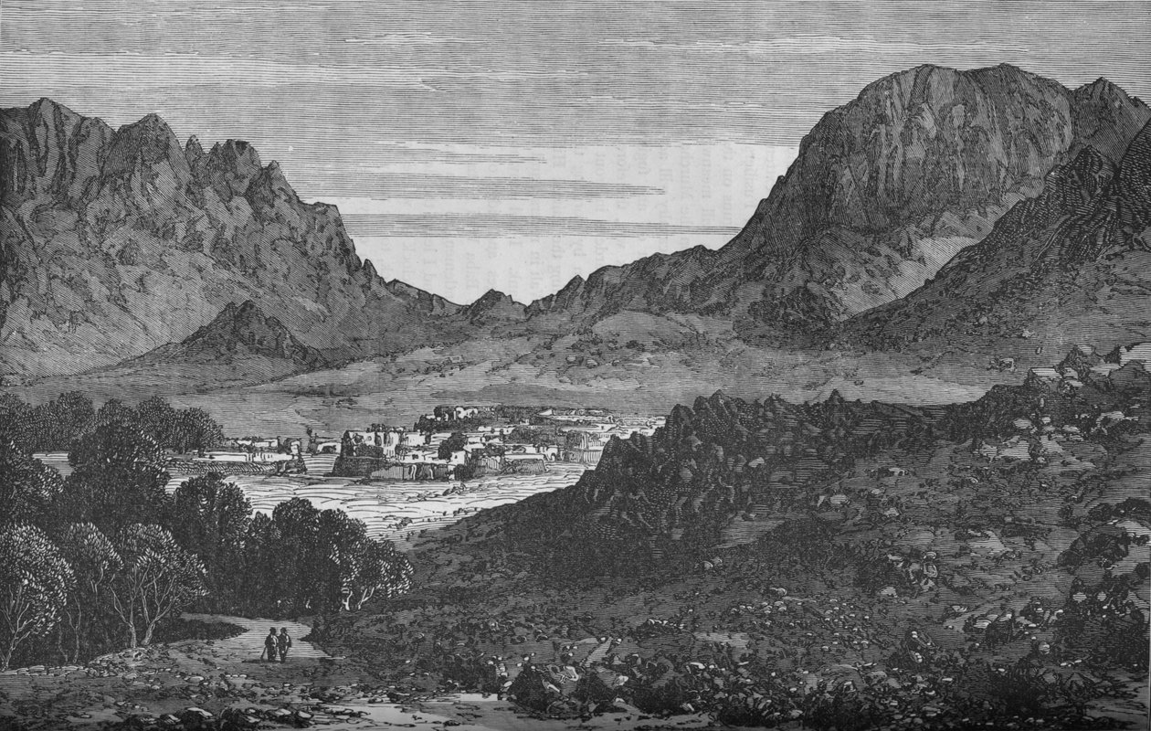 Údolí Argandab, zobrazující vpravo kopce průsmyku Baba Wali, c1880 od Unbekannt