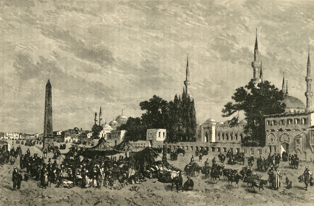 At-Meidan – starověký hipodrom – s Theodosiovým sloupem, Konstantinopol, 1890. od Unbekannt