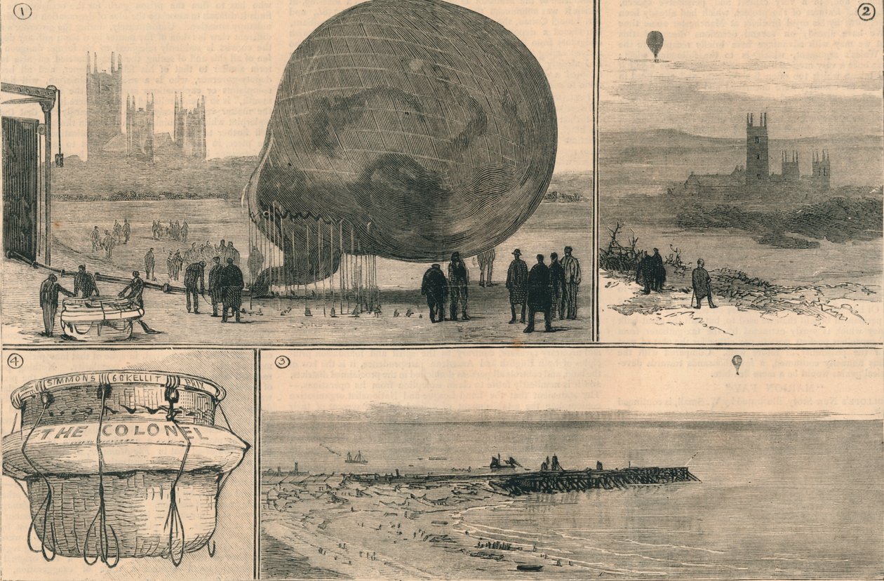 Pokus o plavbu balónem přes kanál, 1882. od Unbekannt