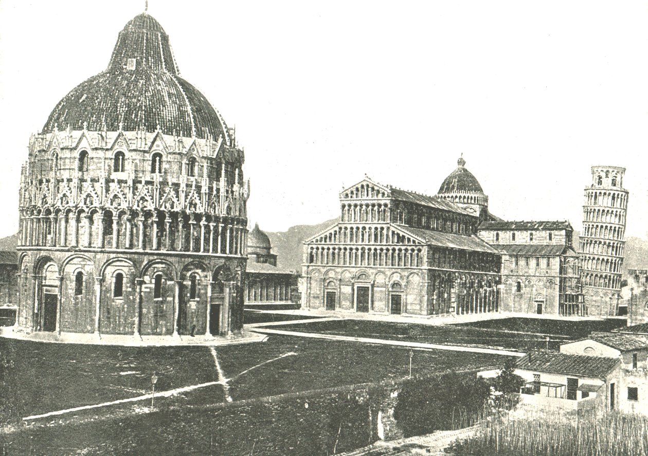 Baptisterium, katedrála a šikmá věž, Pisa, Itálie, 1895. od Unbekannt