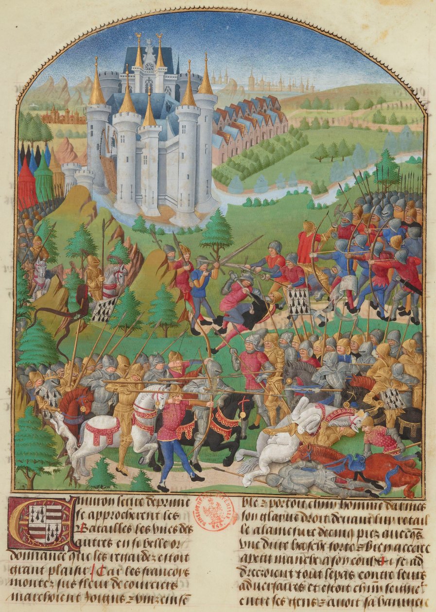 Bitva u Auray dne 29. září 1364 Miniatura z Compillation..., c. 1480. od Unbekannt