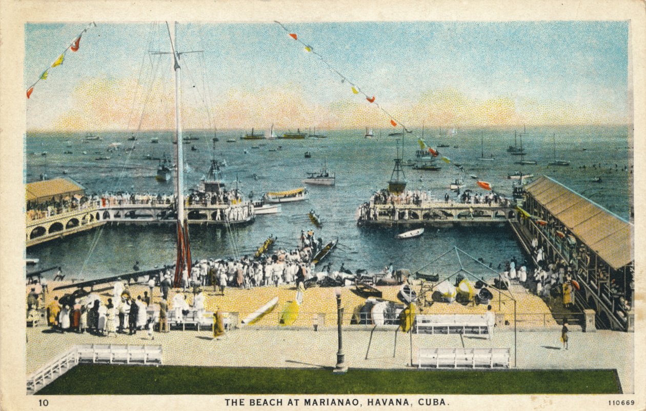 Pláž v Marianao, Havana, Kuba, c1910 od Unbekannt