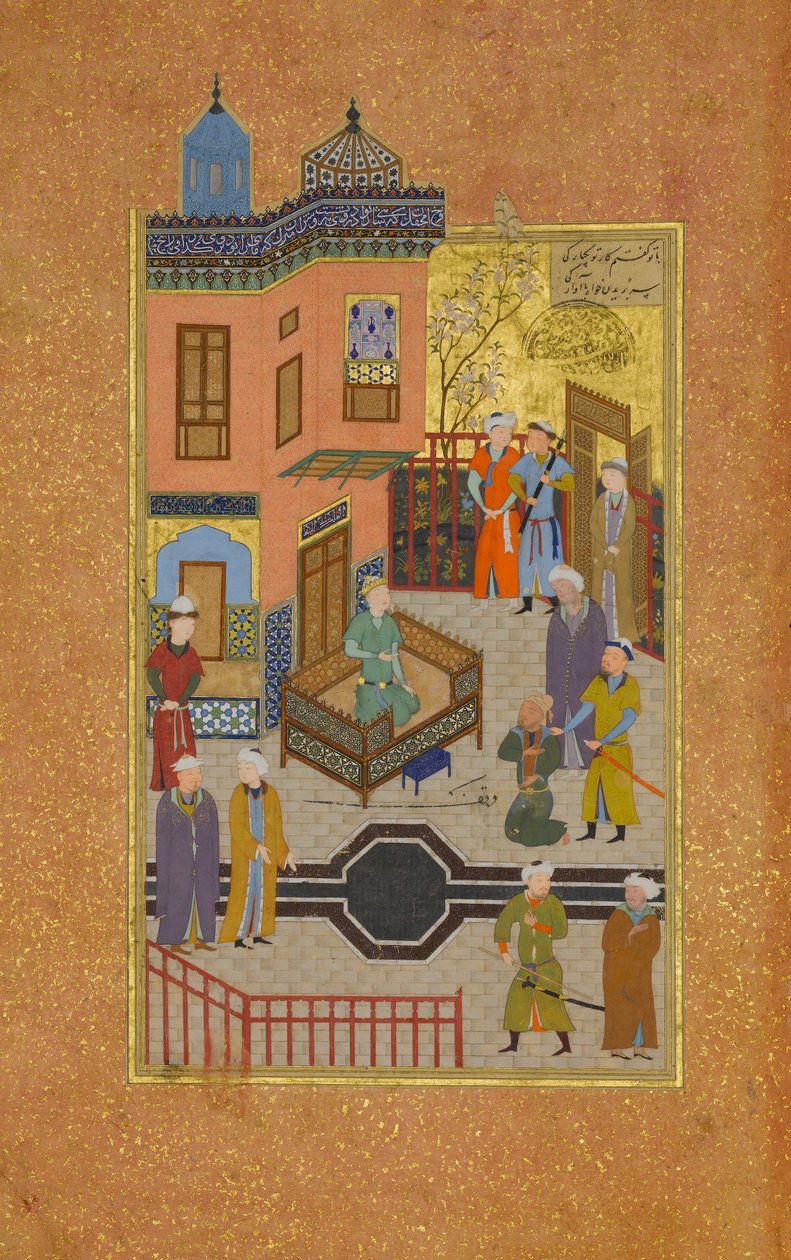 Žebrák, který vyznal lásku princi, Folio 28r z Mantiq al-tair..., A.H. 892 n. l. 14 od Unbekannt